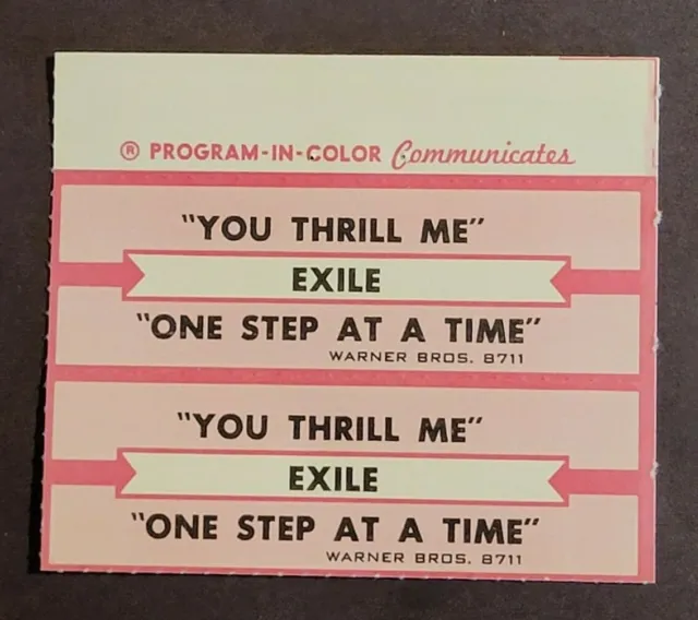Jukebox Title Strips - EXILE "You Thrill Me/One Step At A Time" Warner Bros 8711