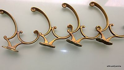 4 COAT hall stand HOOKS solid brass furniture antiques vintage old style curly B