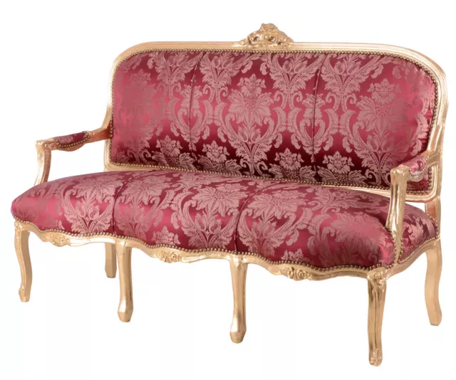 Canapé Baroque style doré rouge banc divan meubles rembourrés siège style Rococo