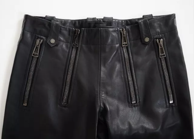 $2495 🆕️ Auth BELSTAFF Black LEATHER BIKER MOTO Riding Pants Trousers 38 W-27"