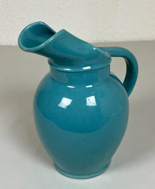 Ancien XXème pichet, carafe en céramique bleu