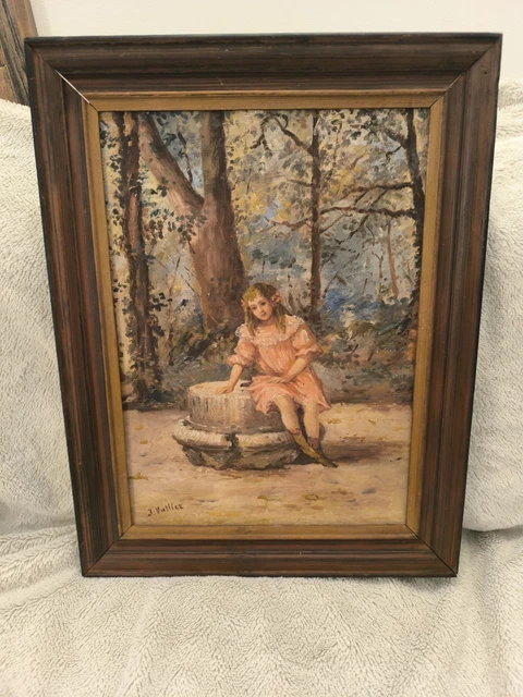 Tableau Peint à La Main - La Gitane Aux Blés D'or - Signé - Cadre Doré