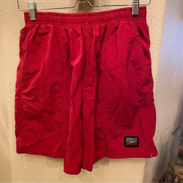 VINTAGE SPEEDO MEN Red Mesh Lined Swim Trunk Shorts Size Medium $22.50 ...