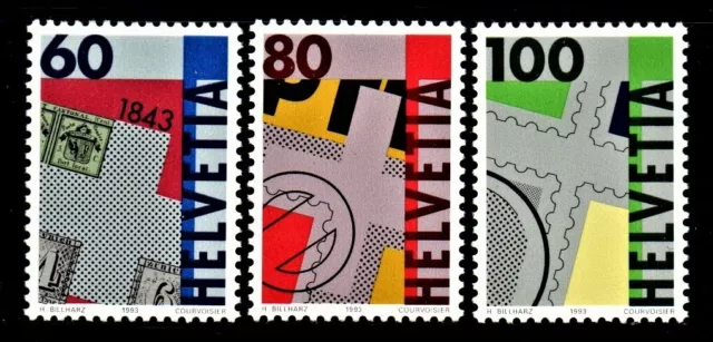 Schweiz Satz MiNr. 1496-1498 von 1993 150 Jahre Briefmarken Postfrisch N 0757