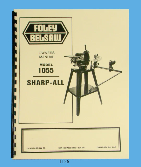 FOLEY BELSAW MODEL 1055 Sharp-All Operator & Parts Manual *1156 $30.00 -  PicClick