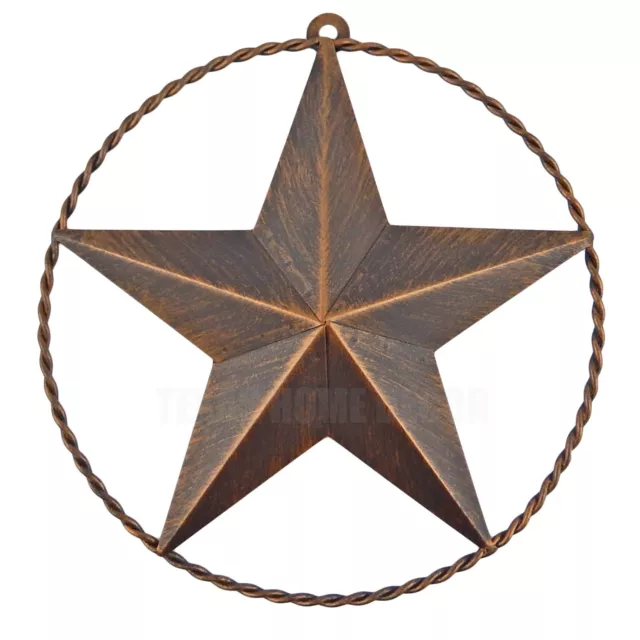 Texas Barn Star Twisted Ring Rustic Tin Metal Wall Decor Brushed Bronze 9 3/8 in