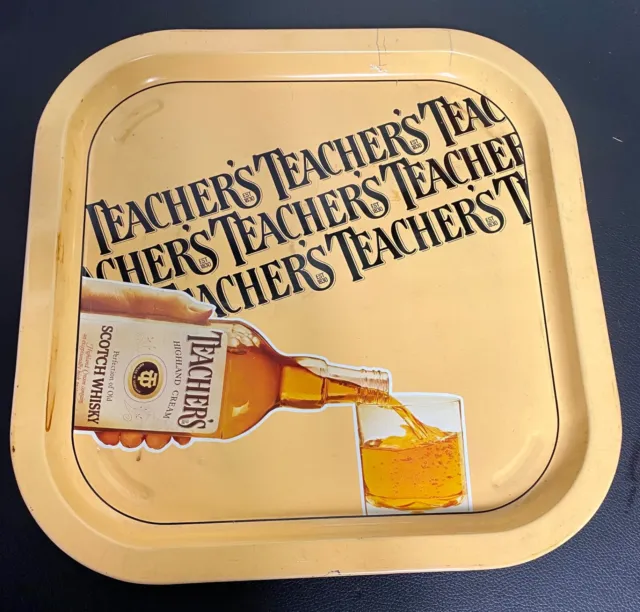 TEACHERS HIGHLAND CREAM SCOTCH WHISKY BAR TRAY vintage advertising barware