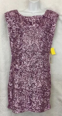 Alice And Olivia Dress Pink Swirl Sequin Sleeveless Short Nwt $495 Size L