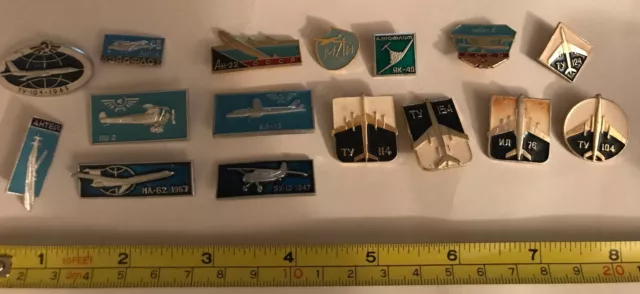 Collection 16 Soviet Russian USSR CCCP Aircraft Aviation Pins Badges VINTAGE
