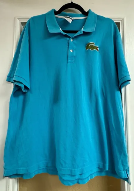 LACOSTE Men's Blue Polo Classic Fit Shirt with Big Croc Logo in Size 8 / 3XL