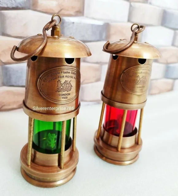Set mit 2 kleinen Lampen aus antikem Messing im Vintage-Stil, nautisches...