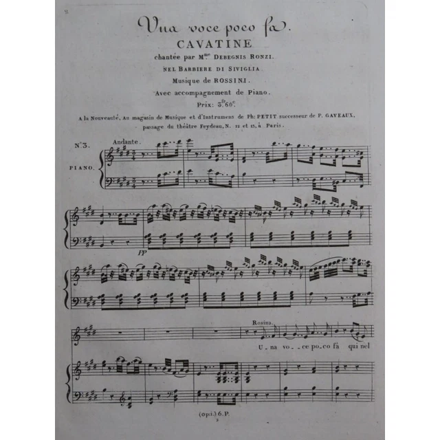 ROSSINI G. Una Voce poco fa Cavatine Chant Piano ca1820