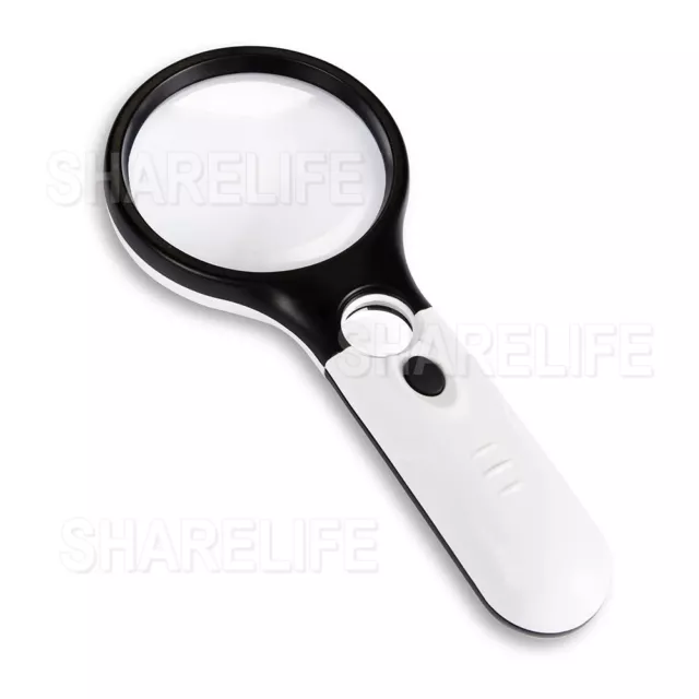 1/2x Handheld 45X With 3 LED Light Reading Magnifying Glass Jewelry Loupe 2