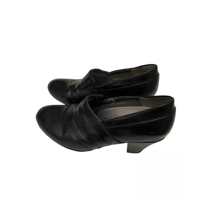 Life Stride Soft System Black Faux Leather Slip On Heels Womens Size 6.5M