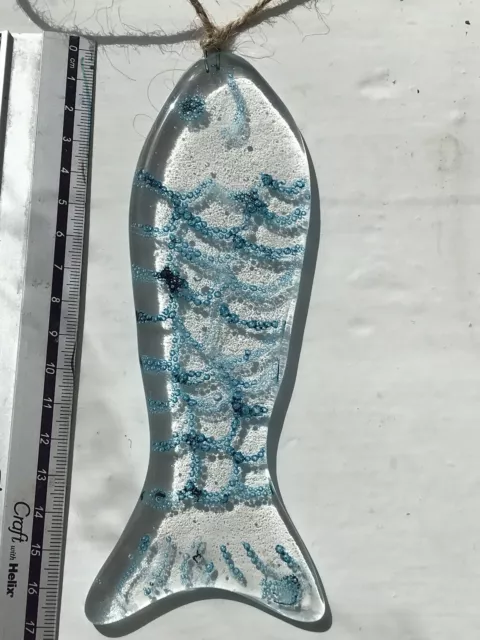 fused glass bubble effect fish suncatcher. handmade