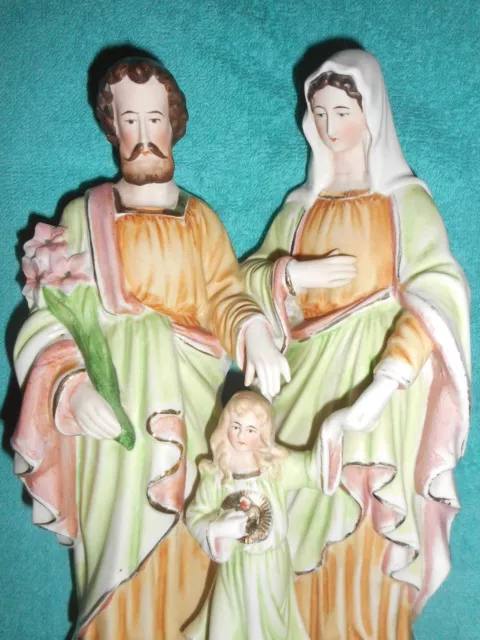 ANCIENNE STATUE RELIGIEUSE/SAINT FAMILLE/VIERGE/ENFANT JESUS/BISCUIT/XIXè/H.27cm