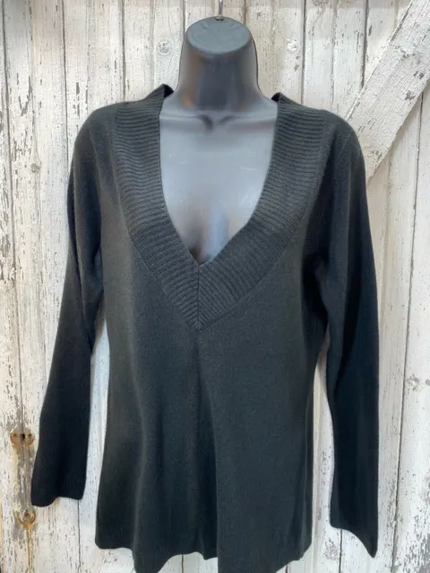 New York and Company Black V Neck Long Sleeve Knit Sweater Womens Size Medium