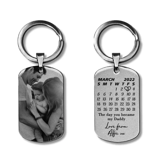 Personalised Engraved Photo Keyring Dad Mum Gift Birthday Mothers Day Valentines
