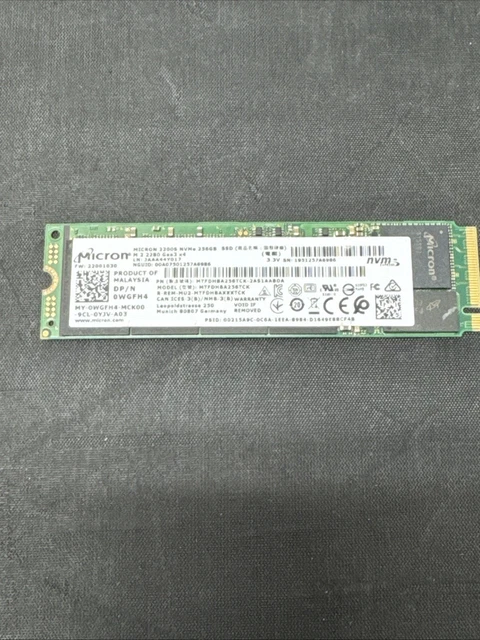 USED PULLED MICRON 2200s NVME 256GB SSD DP/N 0WGFH4