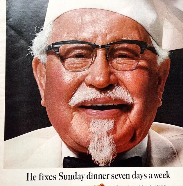 1966 KFC COLONEL Sanders photo Kentucky Fried Chicken original print ad