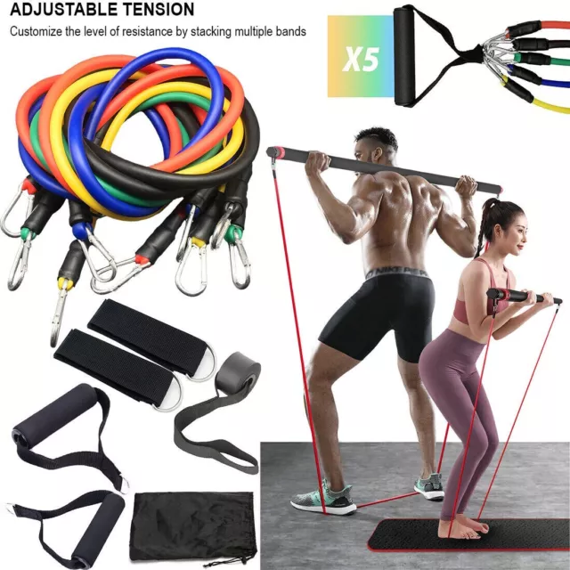 11Pcs Fitness Latex Resistance Bands Set Training Exercise Elastic Band Yoga Gym