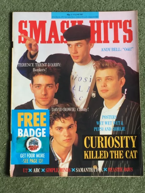 Smash Hits Magazine 17-30 June 1987 Curiosity Killed The Cat U2 Beastie Boys