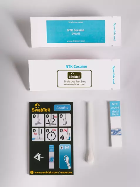 100 x Cocaine Tests -  to detect the presence of Cocaine on surfaces etc. Boxed