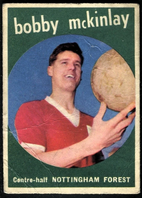 A&BC Gum, FOOTBALLERS, Black Back, 1960, Bobby McKinlay, Nottingham Forest, #50