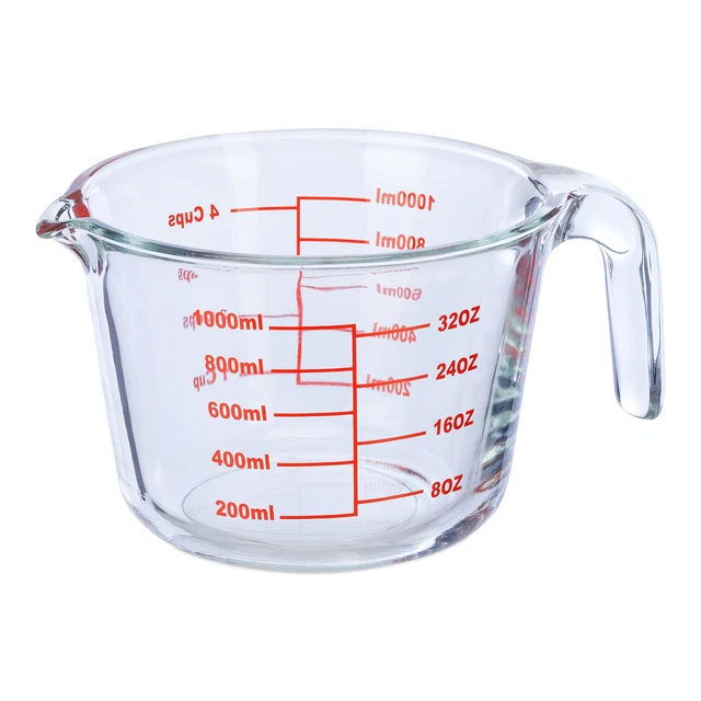 VERRE MESUREUR CARAFE graduée Verre doseur 1000 ml Pichet gradué bec ...