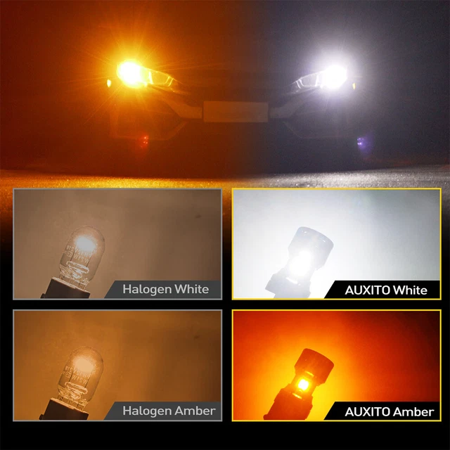 AMBER WHITE LED Turn Signal DRL Parking Light Bulbs Anti Hyper Flash