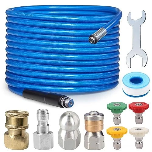 SEWER JETTER KIT For Pressure Washer 50ft Clog Hog Drain Cleaner Hose