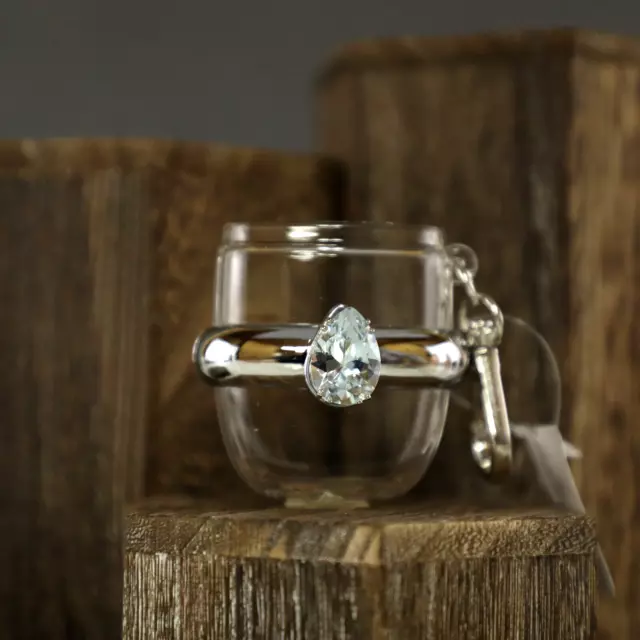 Bath & Body Works Diamond Ring Silver Pear Shape PocketBac Holder