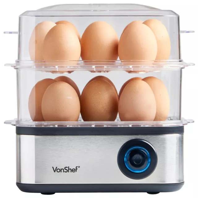 Egg Boiler and Poacher – VonShef Electric 16 Egg Cooker & Omelette Maker – 500W