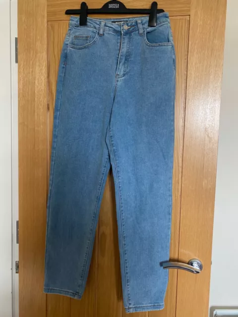 missguided blue denim mom jeans high waisted size 8