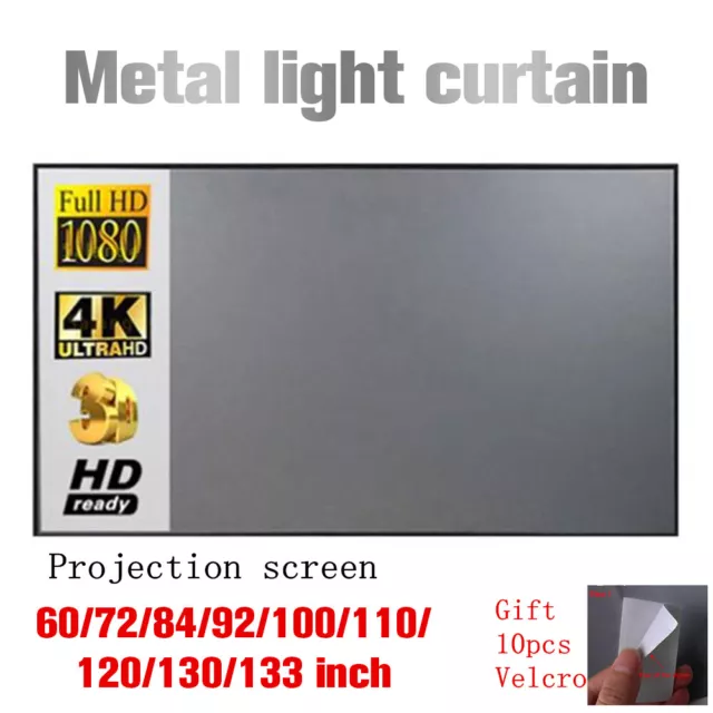 4k HD Folding Projector Cloth 16/9 Home Theater Movie Screen Curtain (72in)