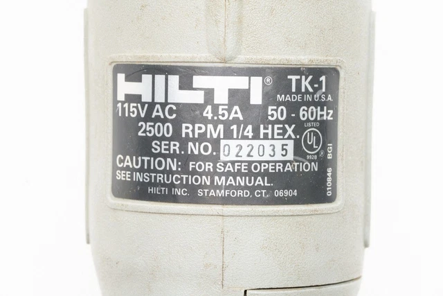 Hilti TK-1 Drywall Screw Gun 115VAC 2500RPM CLEAN Tested & Works
