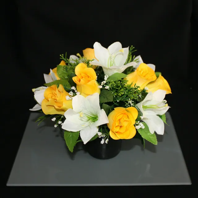 Grave Artificial/silk flower pot arrangement in memorial Crem Pot Grave funeral 2
