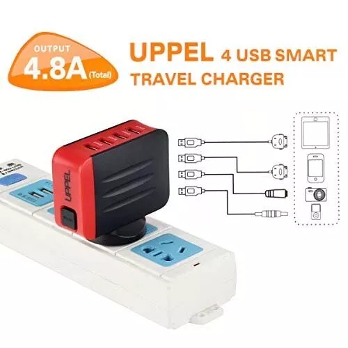 Travel Adapter Us Au Uk Eu Plug Charger Adapter 24W 4.8A 4 Ports Ac Usb 2