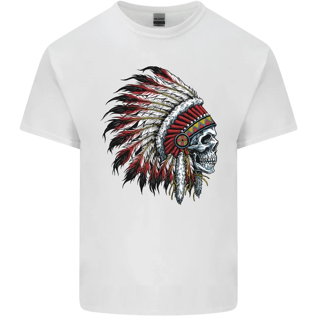 T-shirt top copricapo biker moto teschio indiano 2