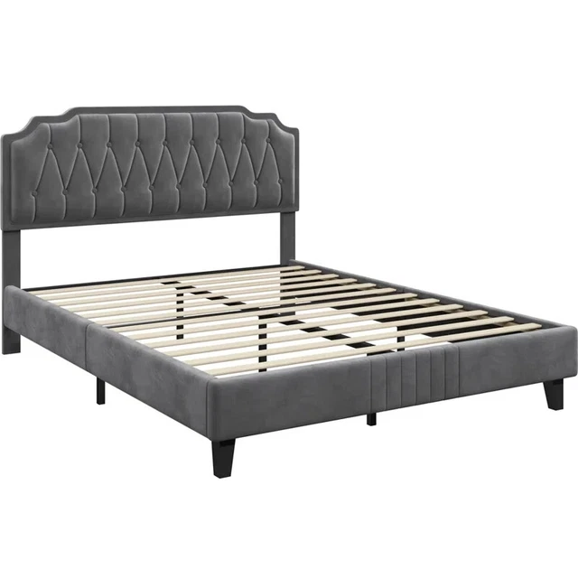 BED FRAME UPHOLSTERED light grey. king size. 5ft £250.00 PicClick UK