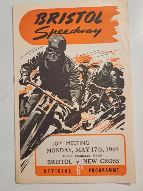 Speedway   Bristol   v  New Cross  1948  Programme  filled in