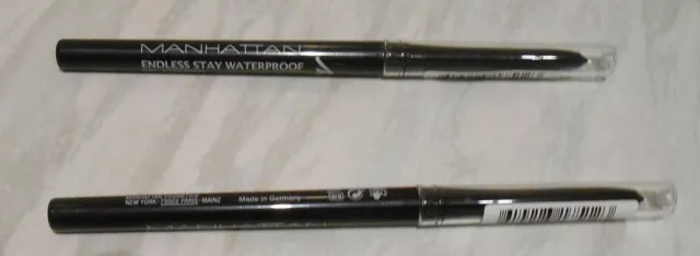 2 Kajalstifte Manhatten Endless Stay Waterproof Eyeliner Automatic  Black