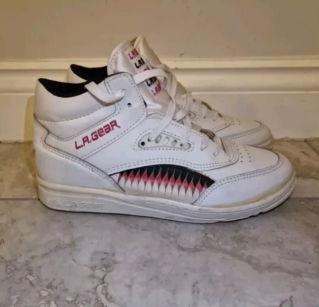 VINTAGE 80S 90S LA GEAR Pink Flame High Tops White Shoes Sneakers Womens UK 9 39.99 PicClick UK