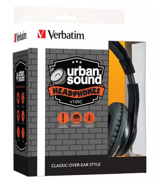 Verbatim Stereo Headphone Classic - Black, Headphones Over-Ear Design, 1.2 Meter