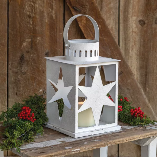 Country Pillar Candle Star Lantern- Primitive Farmhouse Decor