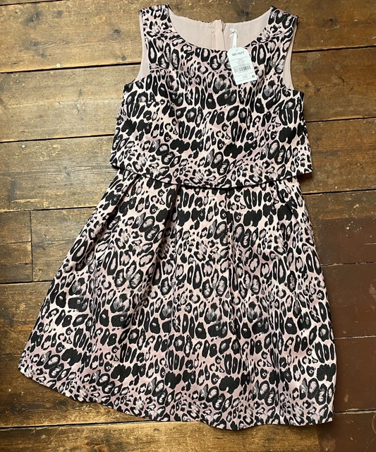 Abito da festa ragazze Next età 13 anni stampa leopardata rosa nuove etichette prezzo di prezzo £42 matrimonio