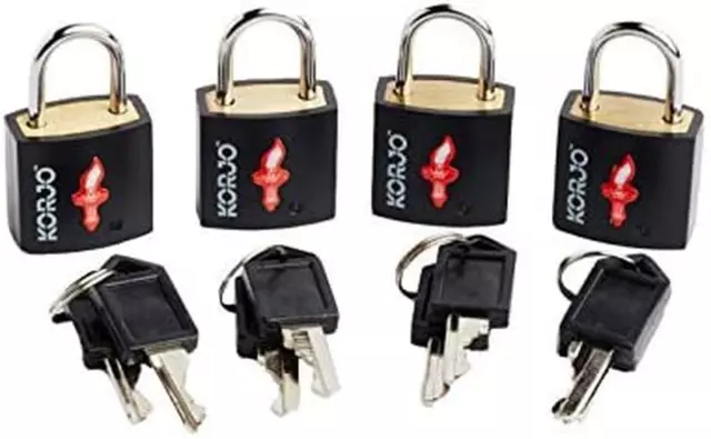 TSA Keyed 4-Pack Luggage Locks, Perfect for Travel, Included 4 Locks, Black