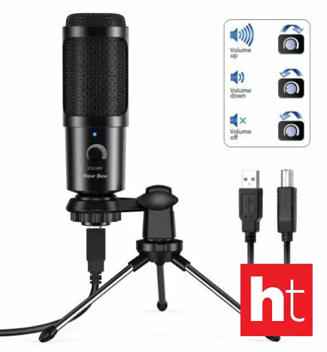 New bee DM19 USB Condenser Podcast Microphone f/ Gaming/Recording/Streaming Desk