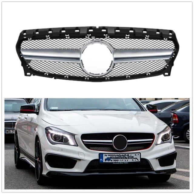 WPKMOTORS Grille With LED Emblem For Mercedes Benz W117 CLA200 CLA250 CLA180 2013-2019 – Black Mesh