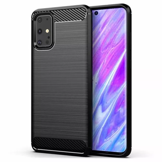 Coque Silicone OPPO A15 A53s Find X3 Lite TPU Effet Fibre de Carbone Slim Noir